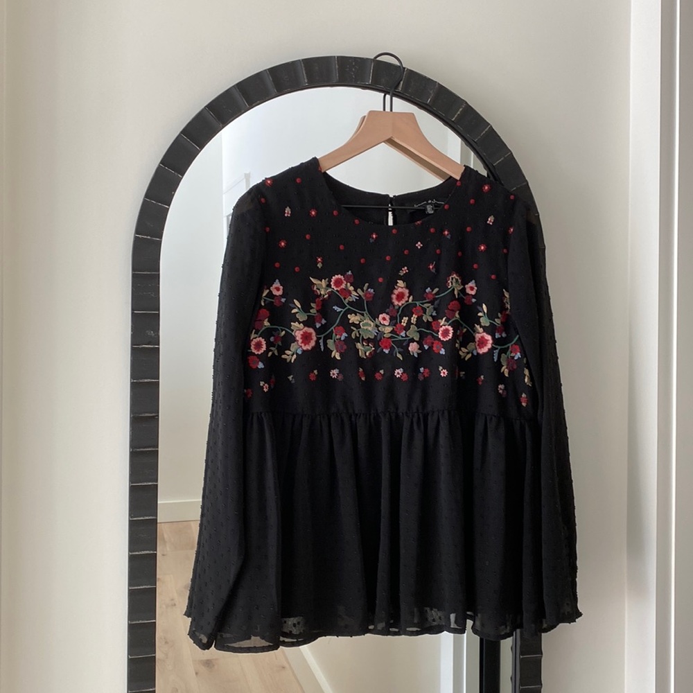 Black Peasant Blouse - image 1